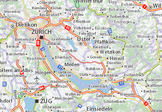 Karte Stadtplan Mönchaltorf
