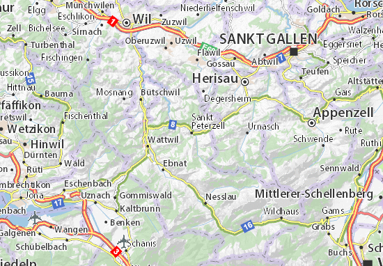 Mapa Sankt Peterzell