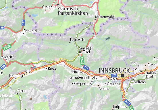 Karte Stadtplan Seefeld in Tirol