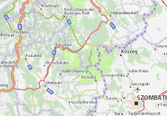Karte Stadtplan Glashütten bei Langeck im Burgenland