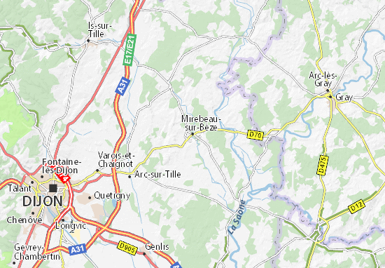 Kaart Plattegrond Mirebeau-sur-Bèze