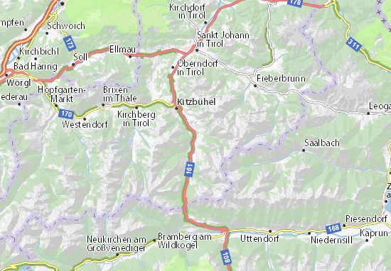 Karte Stadtplan Aurach bei Kitzbühel