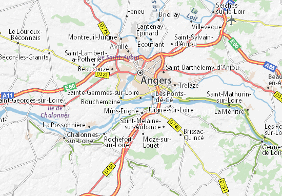 Kaart Plattegrond Sainte-Gemmes-sur-Loire