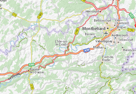 Carte-Plan L&#x27;Isle-sur-le-Doubs