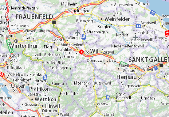 Karte Stadtplan Wilen bei Wil