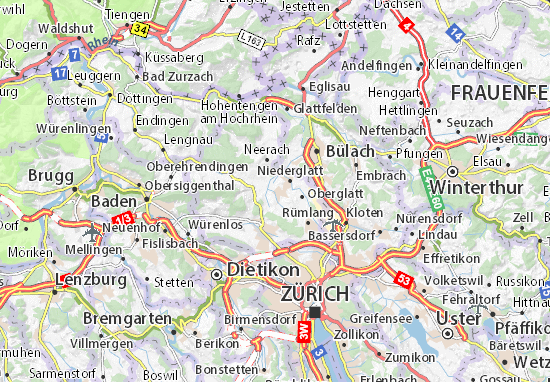 Karte Stadtplan Niederhasli