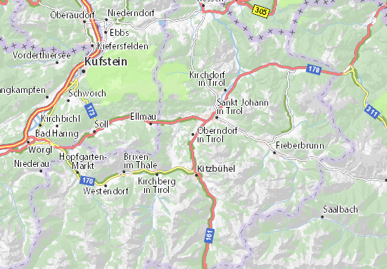 Karte Stadtplan Oberndorf in Tirol