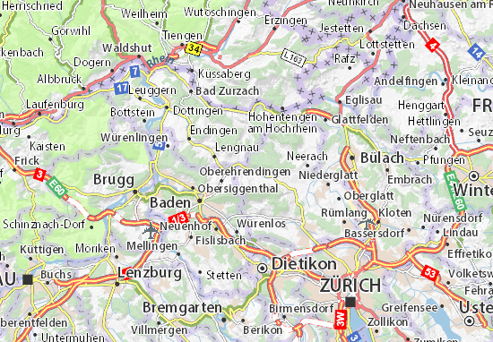 Karte Stadtplan Niederweningen