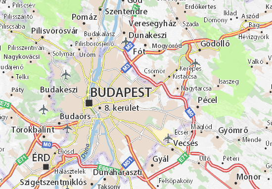 Karte Stadtplan Budapest XVI