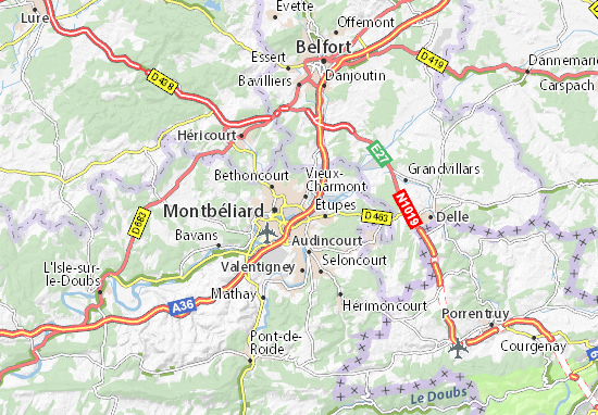 Kaart Plattegrond Sochaux