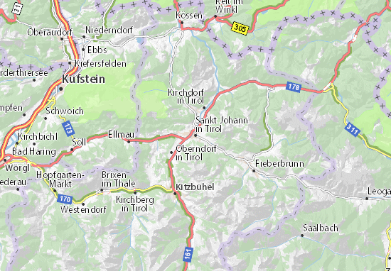 Karte Stadtplan Sankt Johann in Tirol