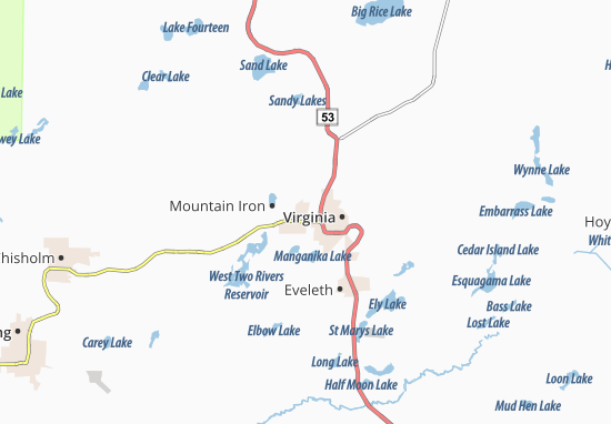Karte Stadtplan Mountain Iron