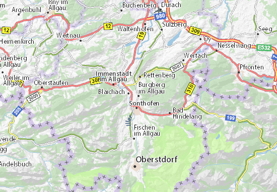 Kaart Plattegrond Burgberg im Allgäu