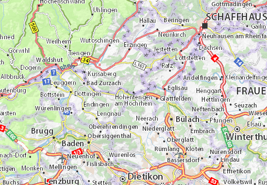 Karte Stadtplan Hohentengen am Hochrhein