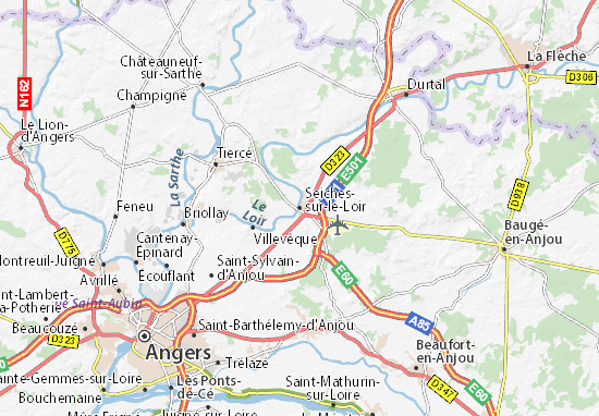 Karte Stadtplan Seiches-sur-le-Loir