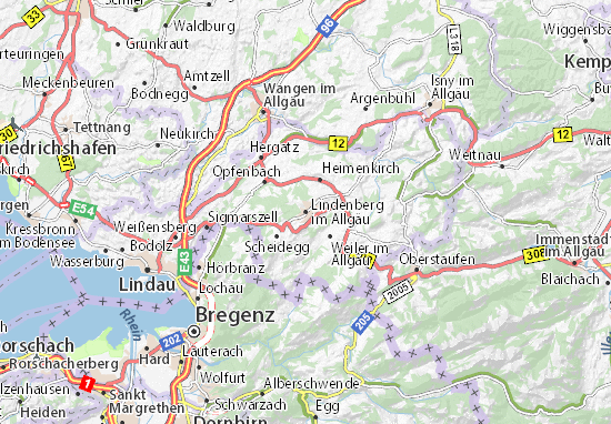 Karte Stadtplan Lindenberg im Allgäu