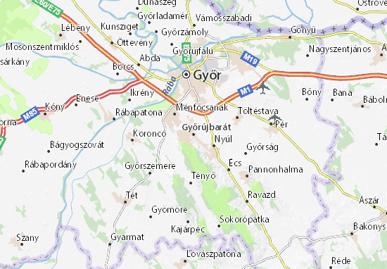 Karte Stadtplan Győrújbarát