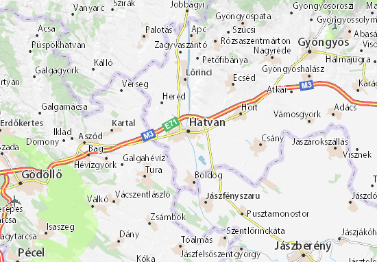 Karte Stadtplan Hatvan
