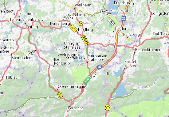 Karte Stadtplan Seehausen am Staffelsee