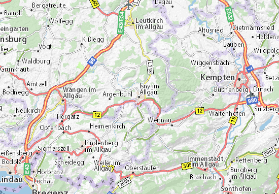 Karte Stadtplan Isny im Allgäu
