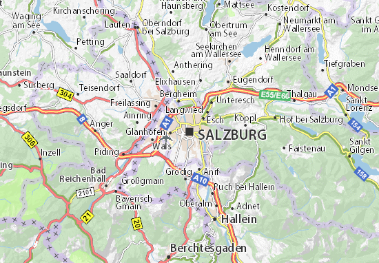 salzburg karta Map of Salzburg   Michelin Salzburg map   ViaMichelin salzburg karta