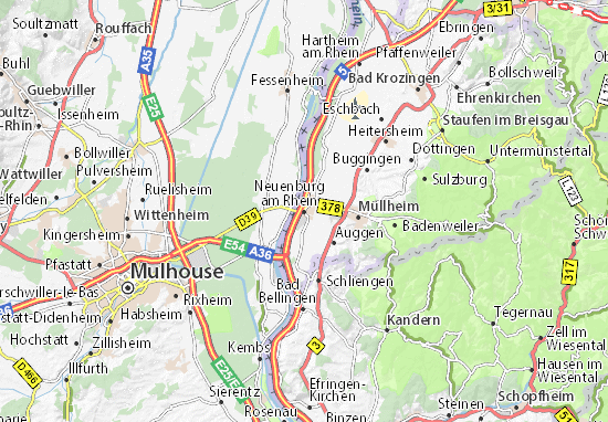 Kaart Plattegrond Neuenburg am Rhein