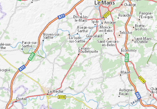 Karte Stadtplan Cérans-Foulletourte