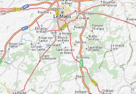 Karte Stadtplan Laigné-en-Belin
