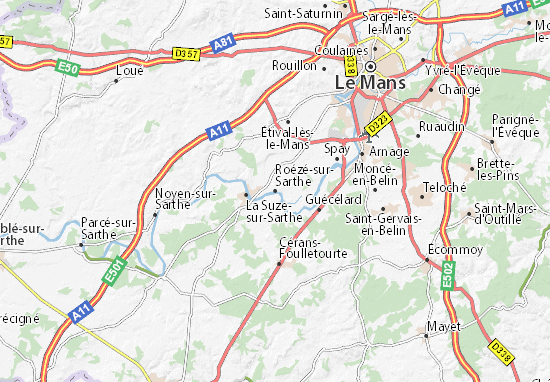 Kaart Plattegrond Roézé-sur-Sarthe