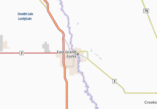 Kaart Plattegrond East Grand Forks