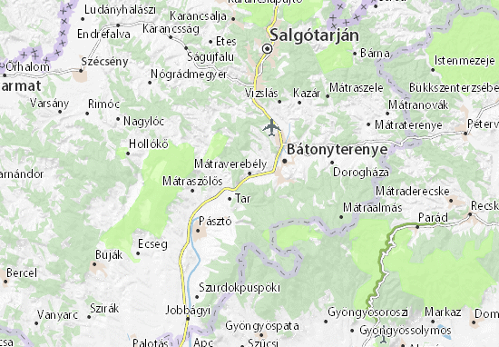 Karte Stadtplan Mátraverebély