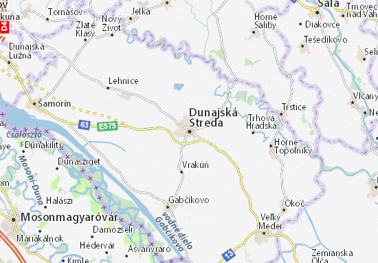 Kaart Plattegrond Dunajská Streda