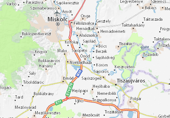 Karte Stadtplan Ónod