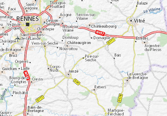 Karte Stadtplan Piré-sur-Seiche
