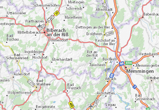 Karte Stadtplan Steinhausen an der Rottum