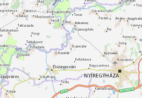 Kaart Plattegrond Tiszaeszlár