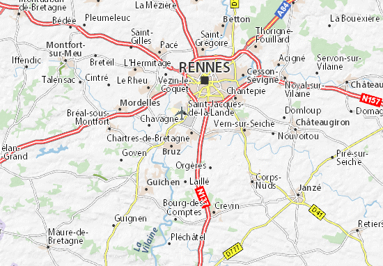 Kaart Plattegrond Chartres-de-Bretagne