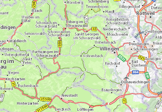 Kaart Plattegrond Vöhrenbach