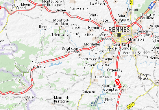 Karte Stadtplan Bréal-sous-Montfort