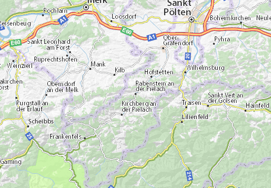 Kaart Plattegrond Rabenstein an der Pielach