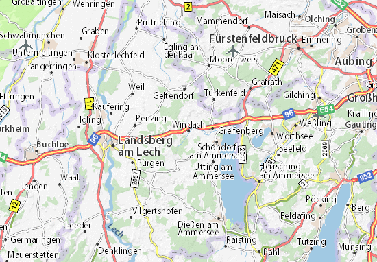Karte Stadtplan Windach
