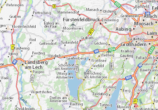 Karte Stadtplan Inning am Ammersee