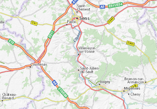 Mapa Plano Villeneuve-sur-Yonne
