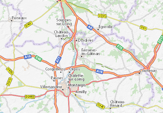 Karte Stadtplan Ferrières-en-Gâtinais