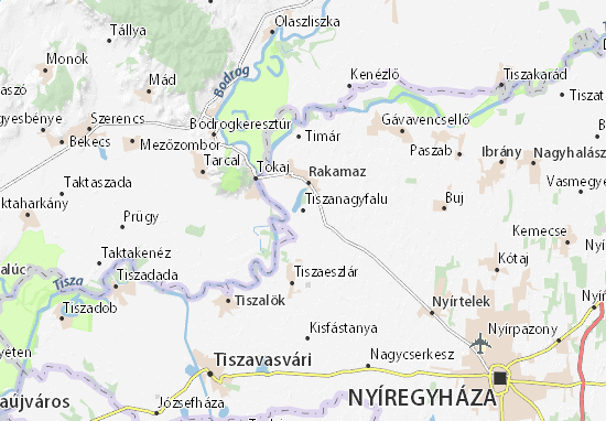 Kaart Plattegrond Tiszanagyfalu
