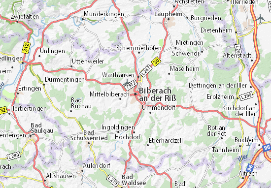 Mapa Biberach an der Riß