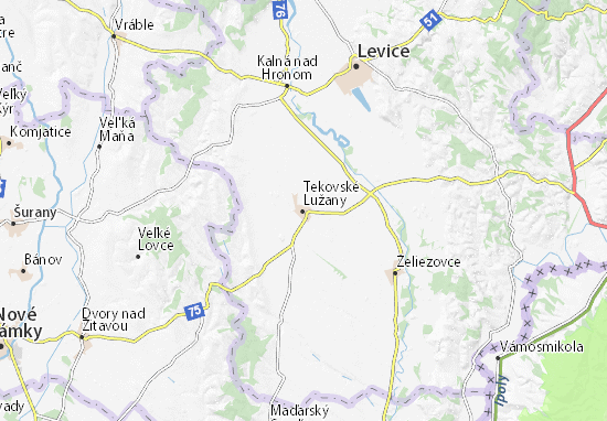 Karte Stadtplan Tekovské Lužany