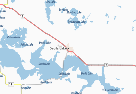 Mapa Devils Lake