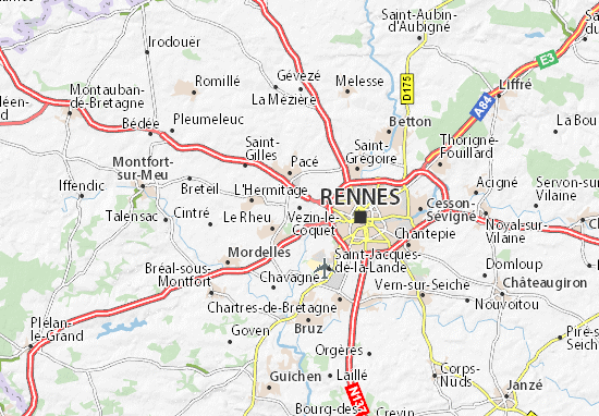 Kaart Plattegrond Vezin-le-Coquet