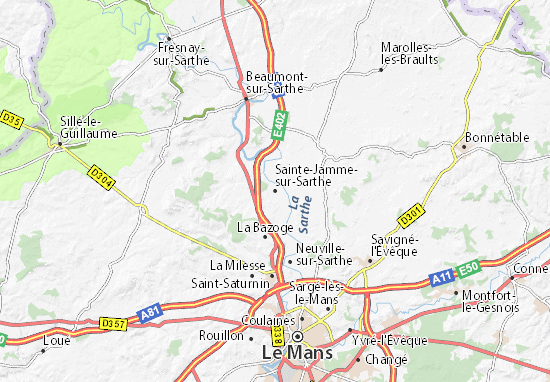 Kaart Plattegrond Sainte-Jamme-sur-Sarthe